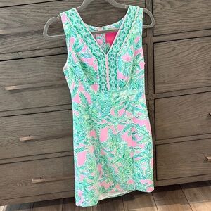 Pink and Green Sleeveless Dress